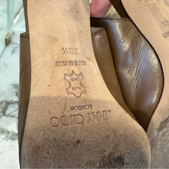 Jimmy Choo | 8 | Slingback Pumps Brown Teal Cutout Leather Pointed Toe 3” Heel - Picture 13 of 16